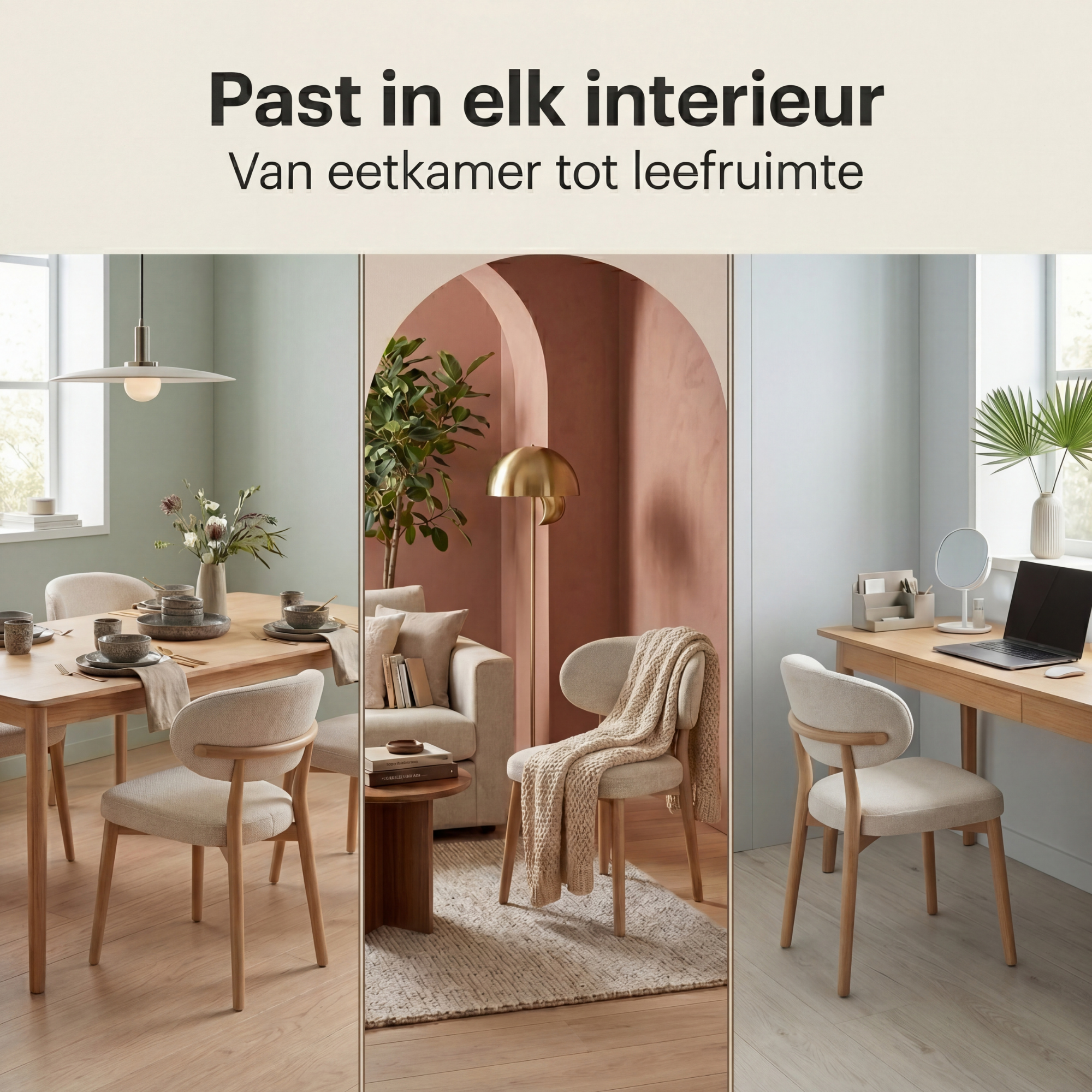 Bayt Japandi Eetkamerstoelen - Set van 2  - Beige - Baytliving
