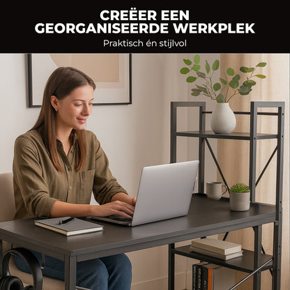 Bayt Bureau met Boekenkast - 120x75x60 cm - Zwart