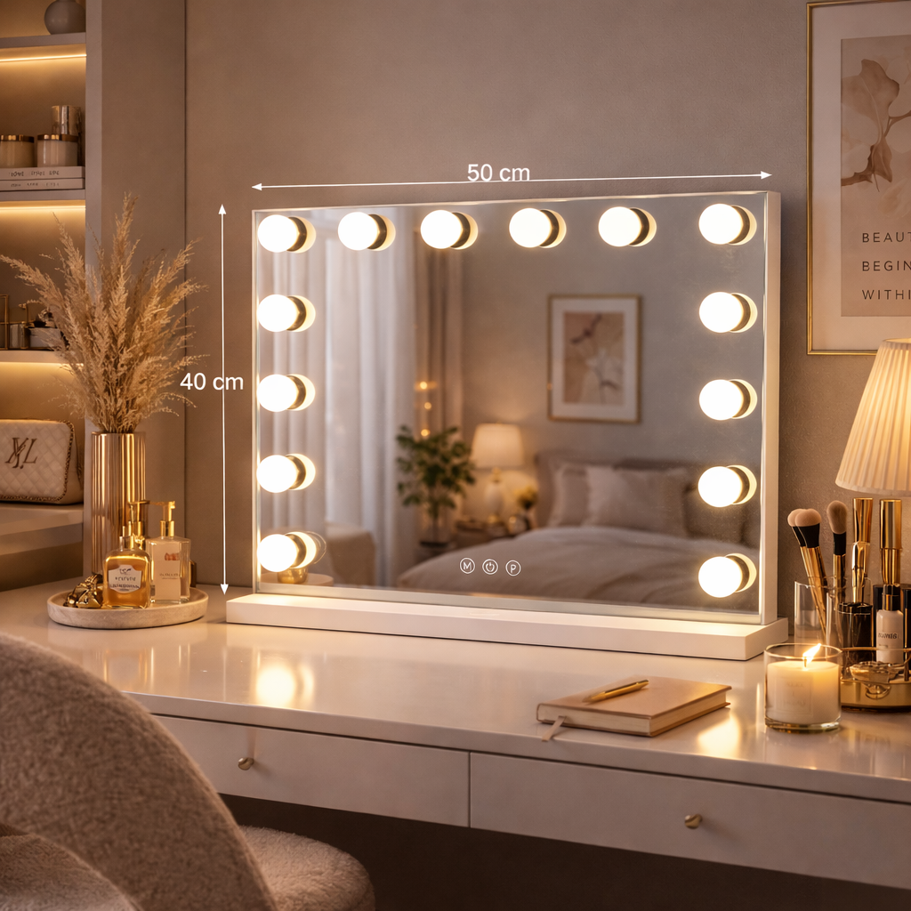 Hollywood Spiegel - 50x40cm - Wit - Baytliving