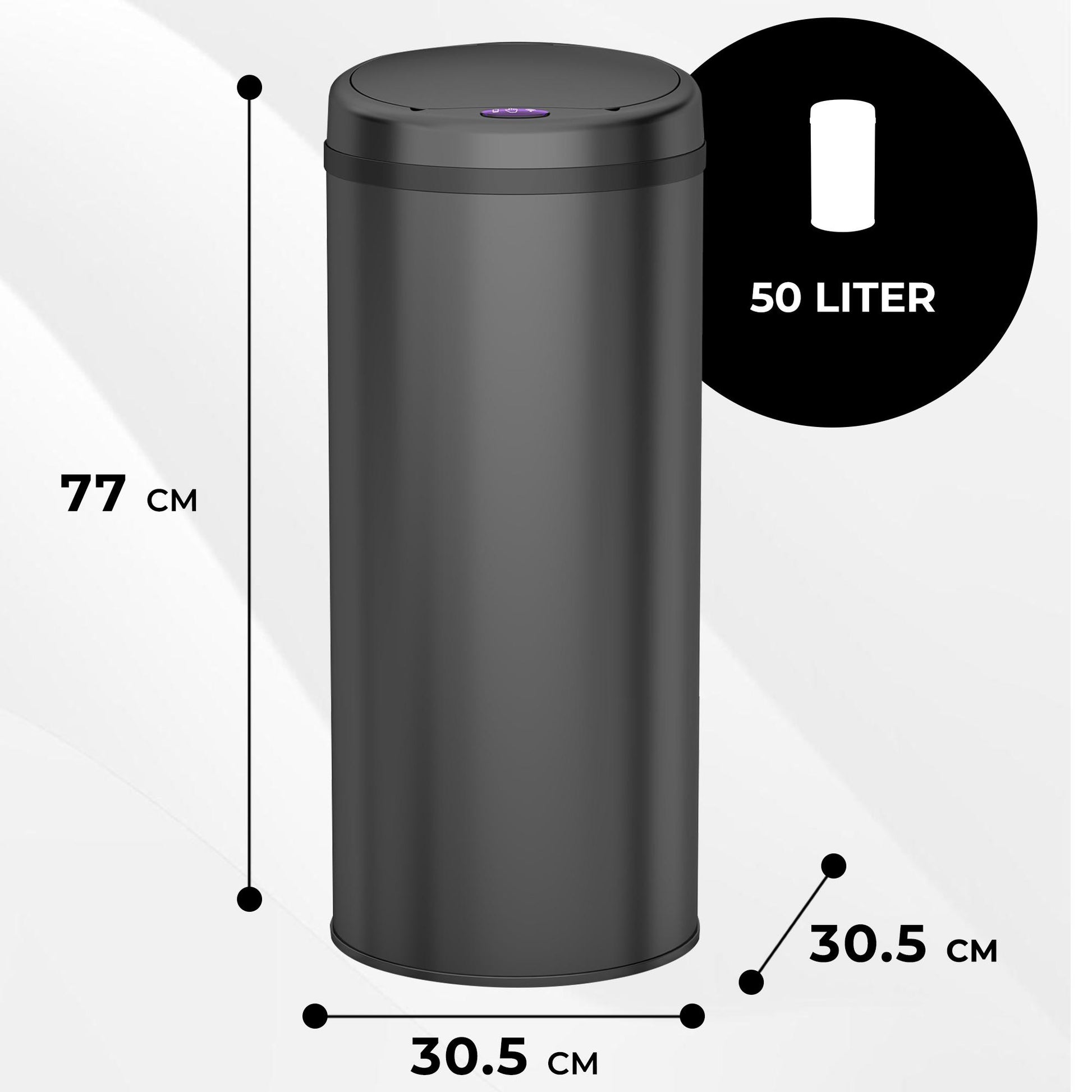 Bayt Prullenbak sensor 50 liter zwart - Baytliving