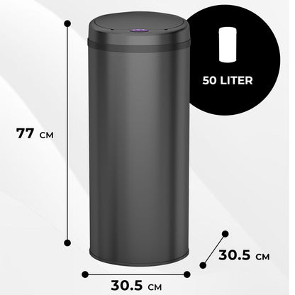 Bayt Prullenbak sensor 50 liter zwart - Baytliving