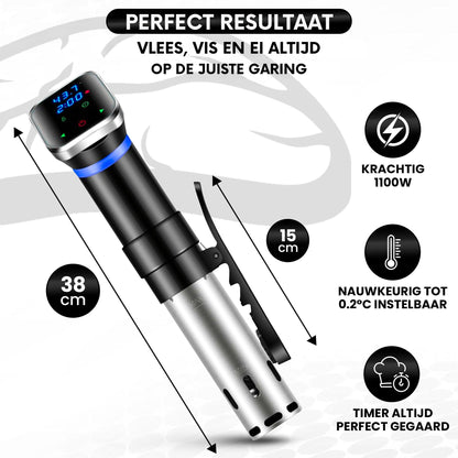 Bayt Sous Vide Stick Zwart - Precisie Slowcooker tot 95°C - Touchscreen & Nauwkeurige Temperatuur