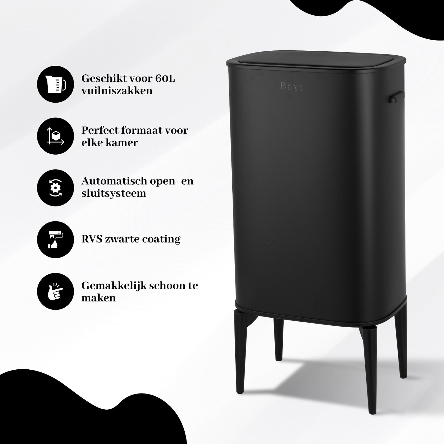 Bayt Prullenbak met pootjes - Sensor - Baytliving