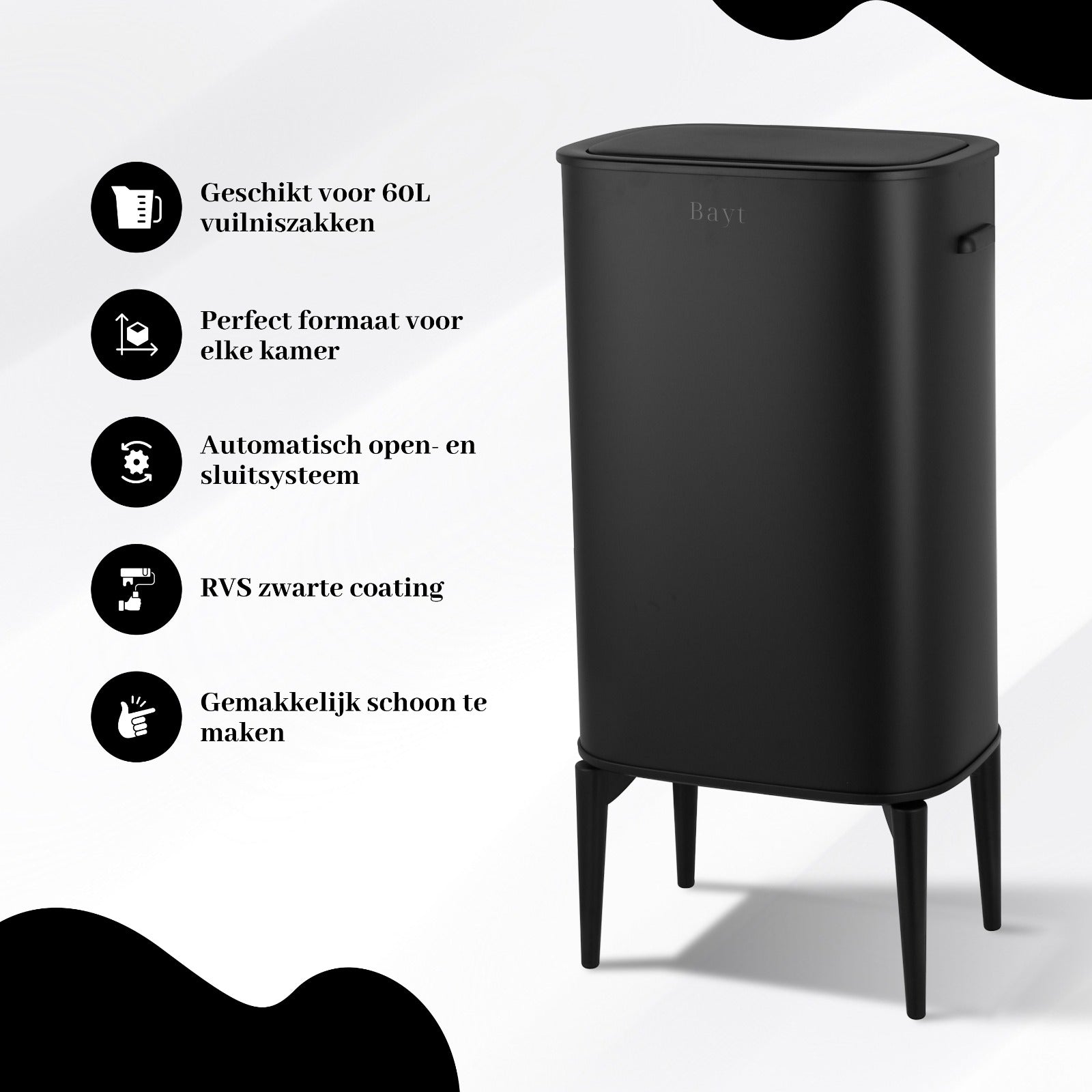 Bayt Prullenbak met pootjes - Sensor - Baytliving