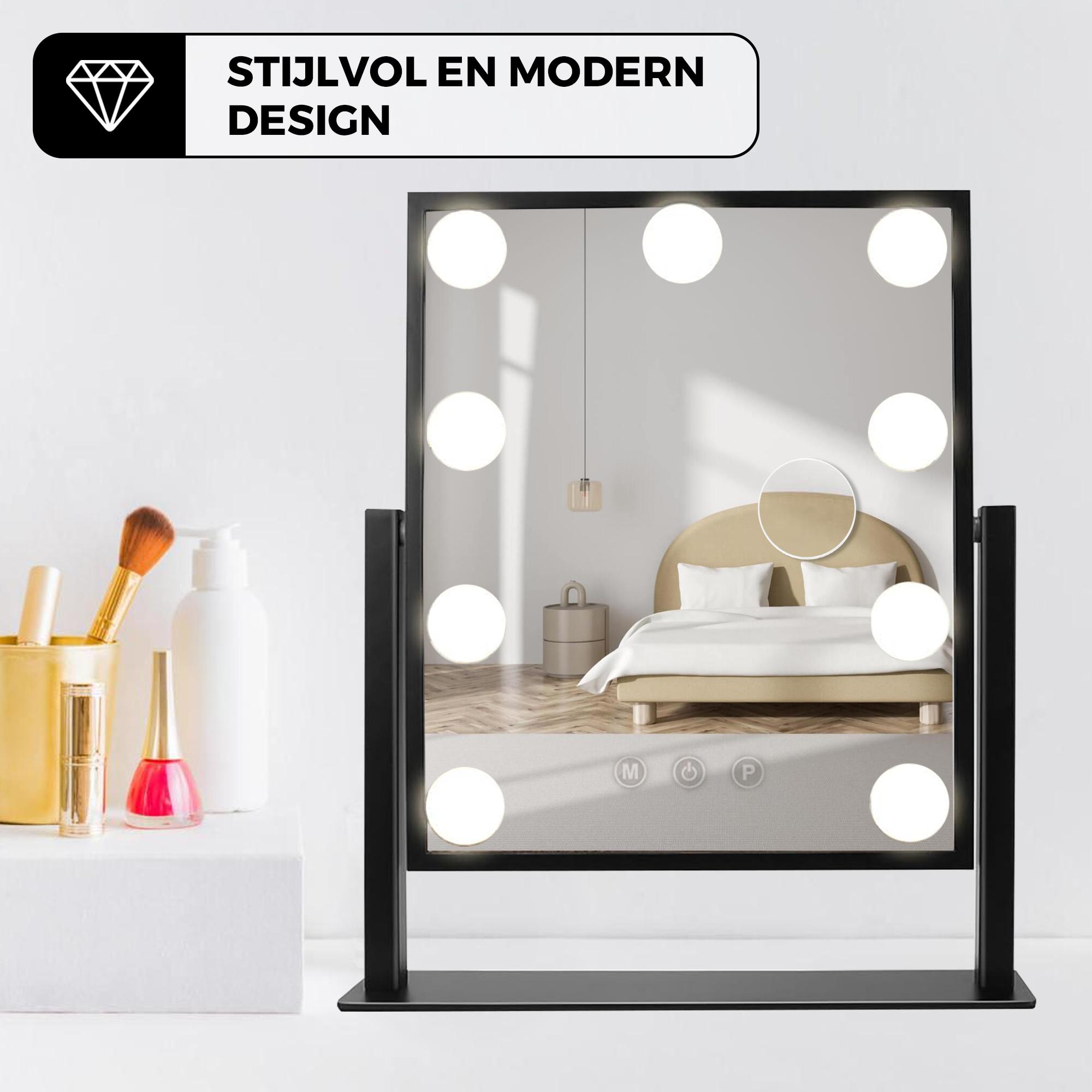 Hollywood Spiegel –36x30Cm -Zwart - Baytliving