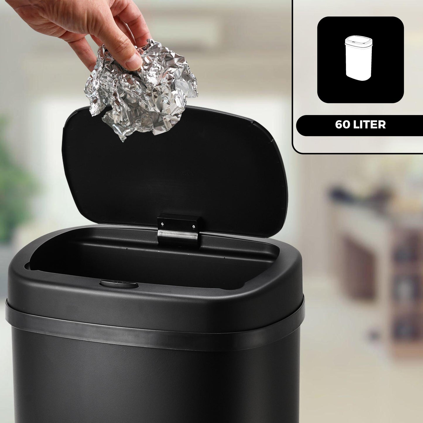 Bayt Prullenbak – 60L – Touch bin – Zwart - Baytliving