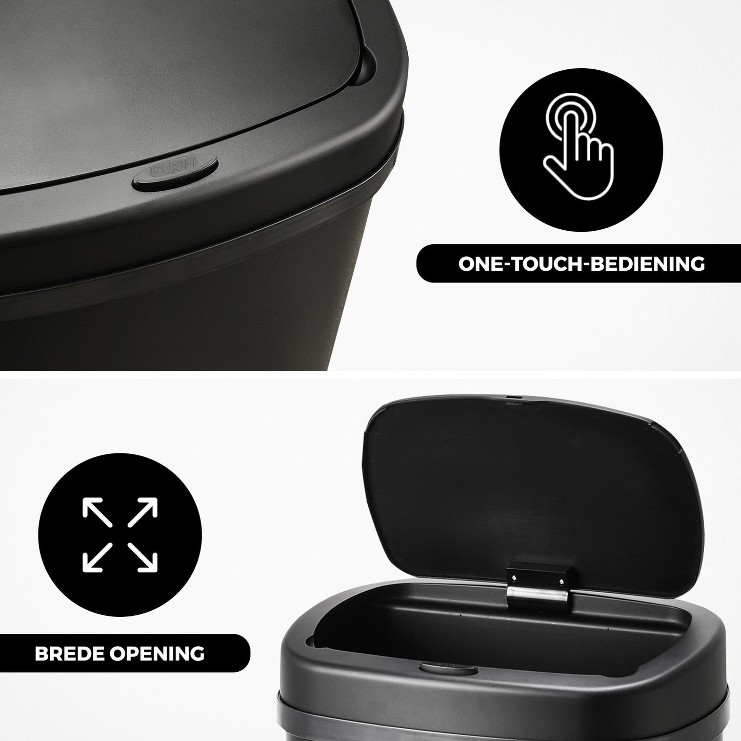 Bayt Prullenbak – 60L – Touch bin – Zwart - Baytliving