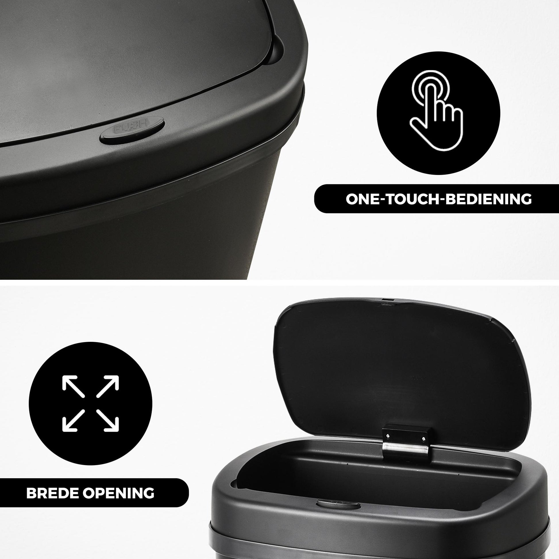Bayt Prullenbak – 60L – Touch bin – Zwart - Baytliving