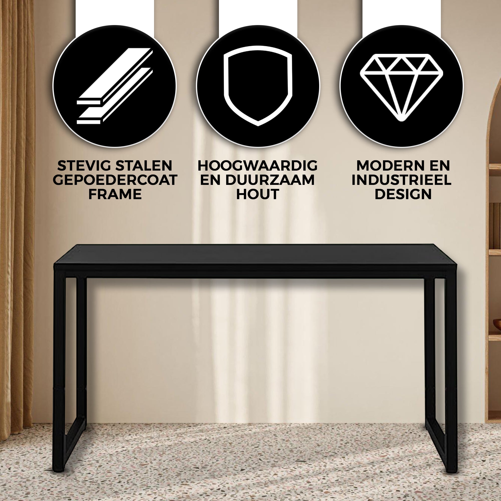 Bayt Bureau - 120x50x76 cm - Zwart - Baytliving