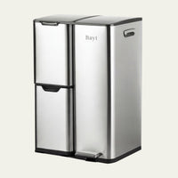 Bayt Prullenbak 60 Liter - 3 Compartimenten - Chrome - Outlet - Baytliving
