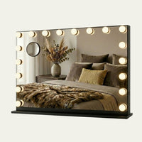 Hollywood Spiegel 80 x 60 cm met 10x Vergroting - Zwart - Baytliving