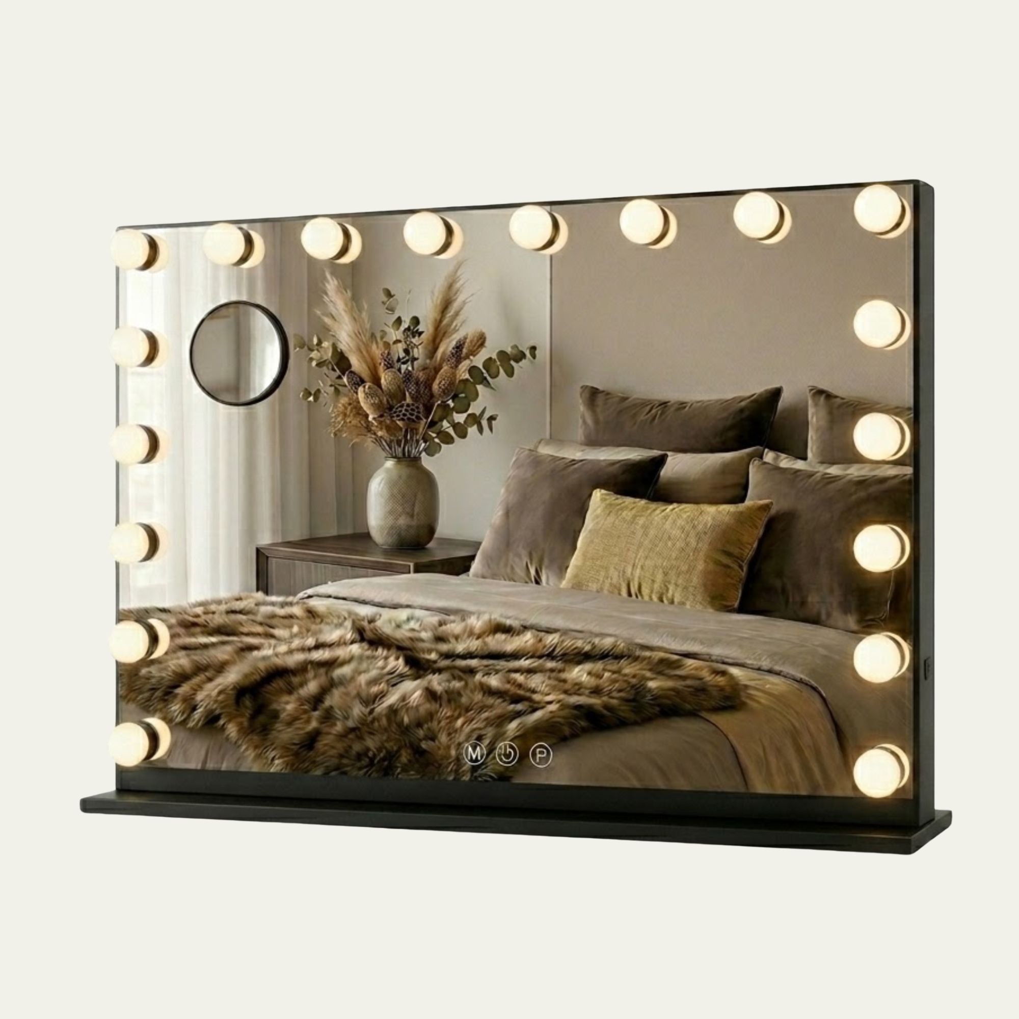 Hollywood Spiegel 80 x 60 cm met 10x Vergroting - Zwart - Baytliving