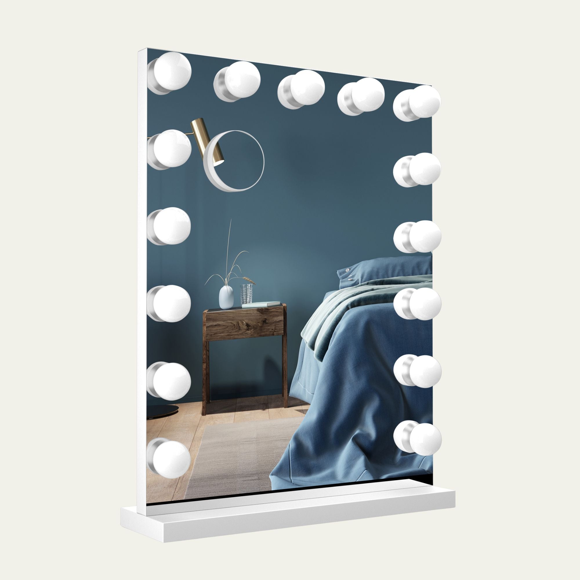 Hollywood Spiegel 60 x 43 cm - 3 Lichtstanden - Wit - Baytliving