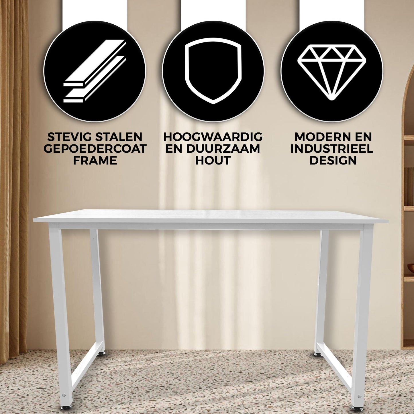 Bayt Bureau – 100 x 50 x 76 cm - Wit - Baytliving