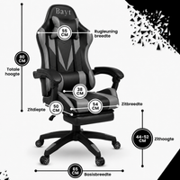 Gamestoel met Voetensteun & Verstelbaar Zithoogte - Grijs - Baytliving