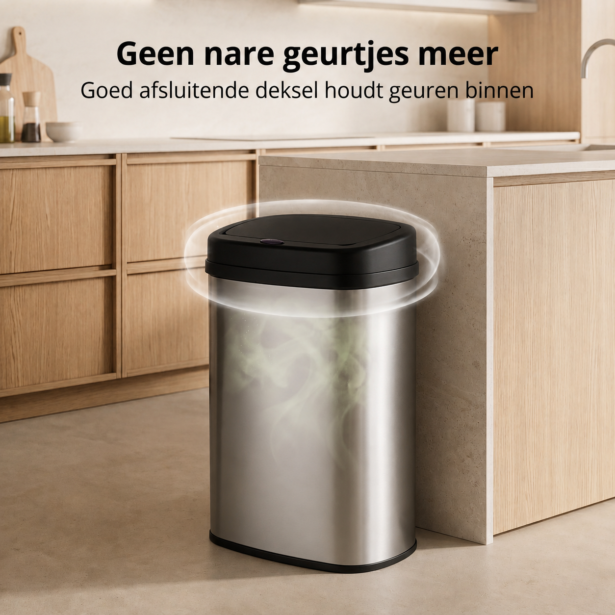 Prullenbak 60 Liter met Sensor - Zilver - Baytliving