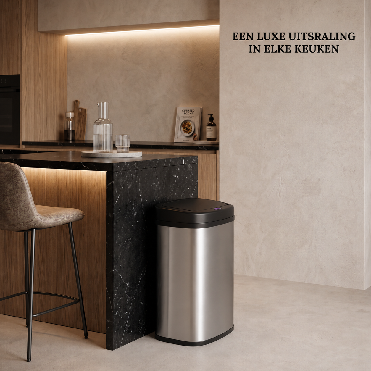 Prullenbak 60 Liter met Sensor - Zilver - Baytliving