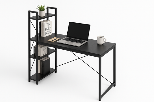 Bayt Bureau met Boekenkast - 120x75x60 cm - Zwart