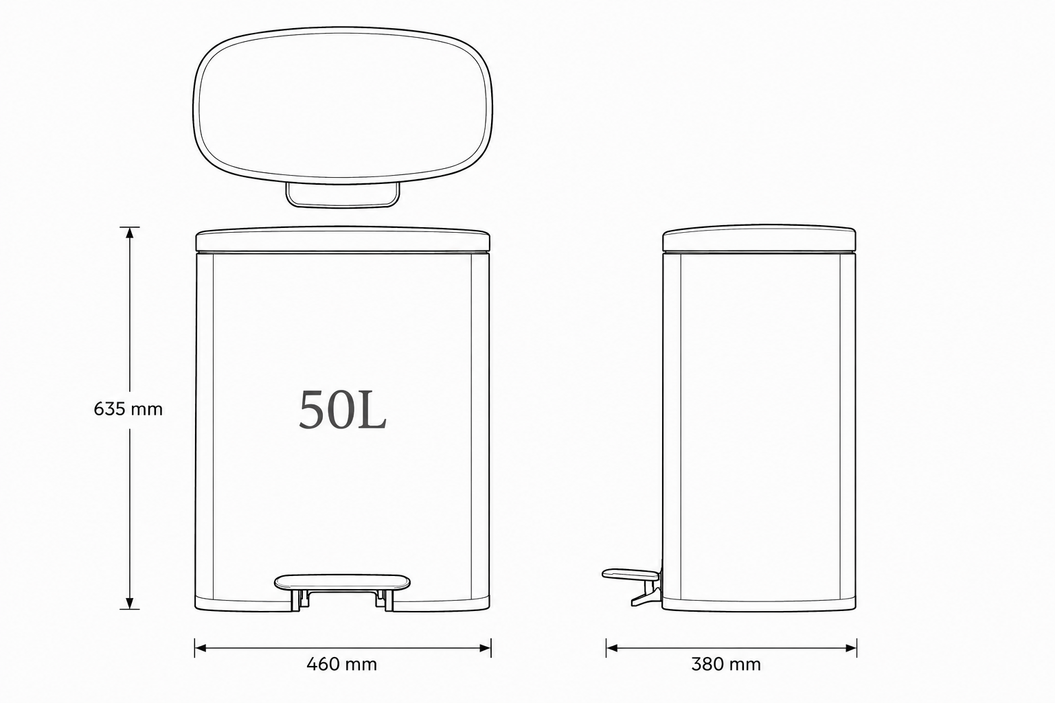 Bayt Prullenbak 50 Liter – Pedaalprullenbak - Zwart - Outlet - Baytliving