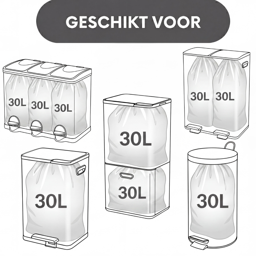Vuilniszakken 30 Liter 51x70 cm - 120 Vuilniszakken - Baytliving