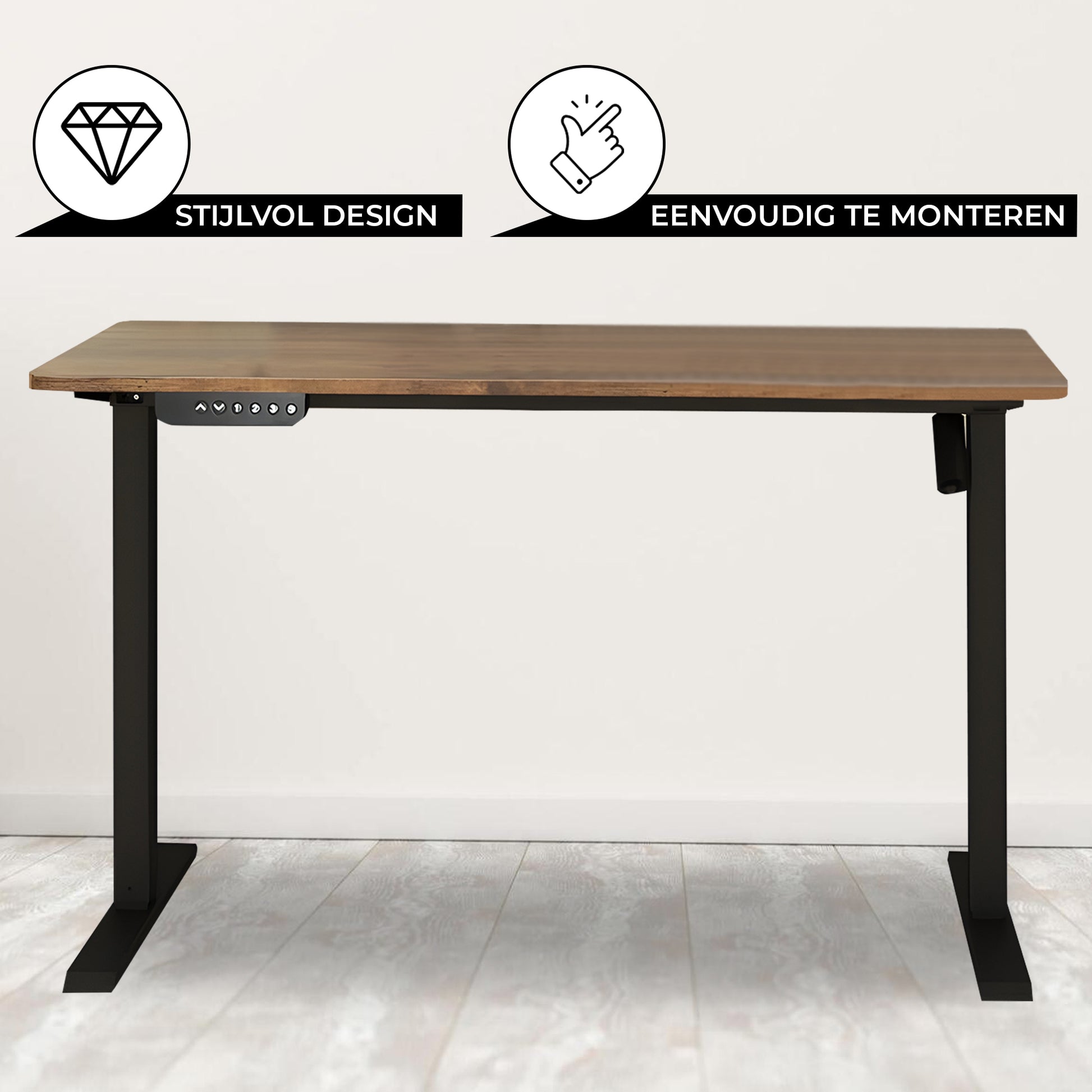 Bayt Zit Sta Bureau - Elektrisch verstelbaar - 120x60cm - Bruin - Baytliving