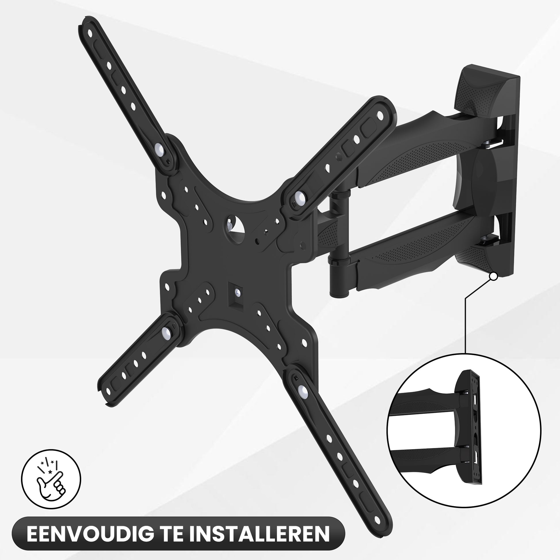 Bayt TV Beugel - TV Muurbeugel - Draaibaar - Kantelbaar - 32 Inch tot 55 inch - Tot 30 kg - Zwart - Baytliving