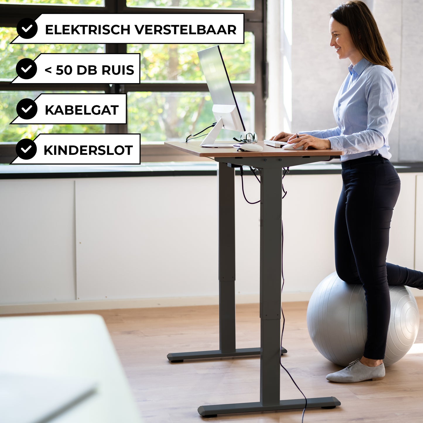 Bayt Zit Sta Bureau - Elektrisch verstelbaar - 120x60cm - Bruin - Baytliving