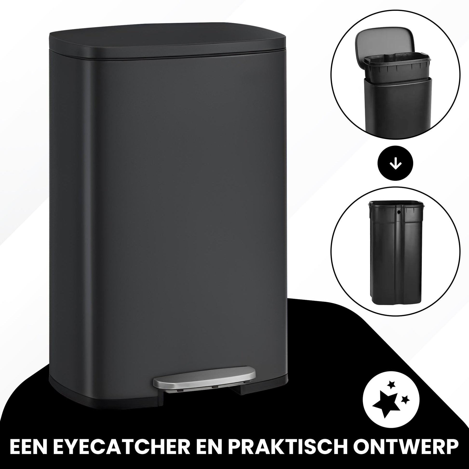 Bayt Prullenbak 30 Liter – Pedaalemmer - Baytliving