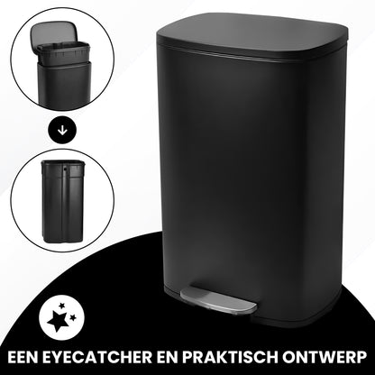 Bayt Prullenbak 50 Liter – Pedaalprullenbak - Zwart - Outlet