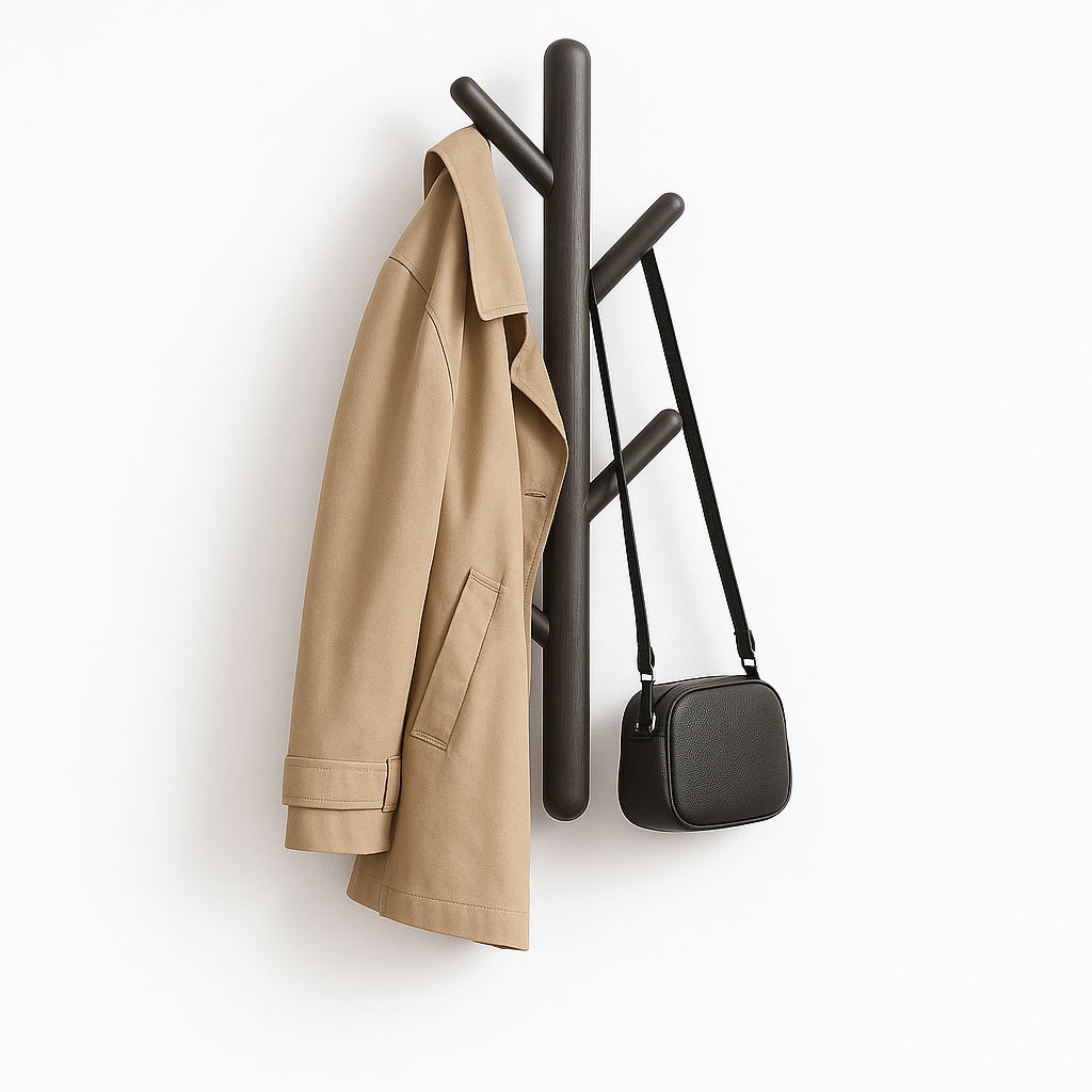 Bayt Wandkapstok - 5 Haken - zwart