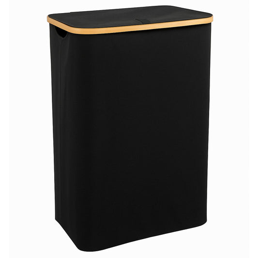 Bayt Wasmand 3 Vakken met Deksel - Wassorteerder Opvouwbaar 160L - Zwarte Wasverzamelaar met Uitneembare Zakke