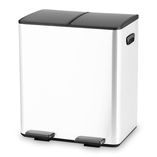 Bayt Prullenbak 60 liter - 2x30L Pedaalprullenbak - Wit - Outlet
