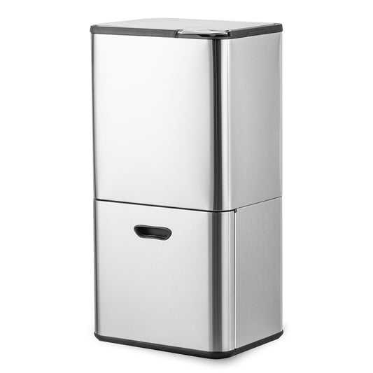 Bayt Prullenbak 60 liter - 2 compartimenten - Zilver - Outlet