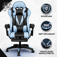 Gamestoel met Voetensteun - Verstelbaar - Cyaan - Baytliving