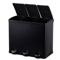 Bayt Prullenbak 45 liter - 3x15L Pedaalprullenbak - Zwart - Baytliving