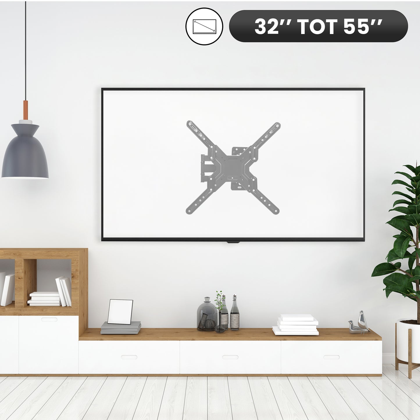 Bayt TV Beugel - TV Muurbeugel - Draaibaar - Kantelbaar - 32 Inch tot 55 inch - Tot 30 kg - Zwart - Baytliving