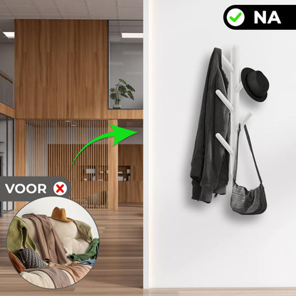 Bayt Wandkapstok - 5 Haken - wit