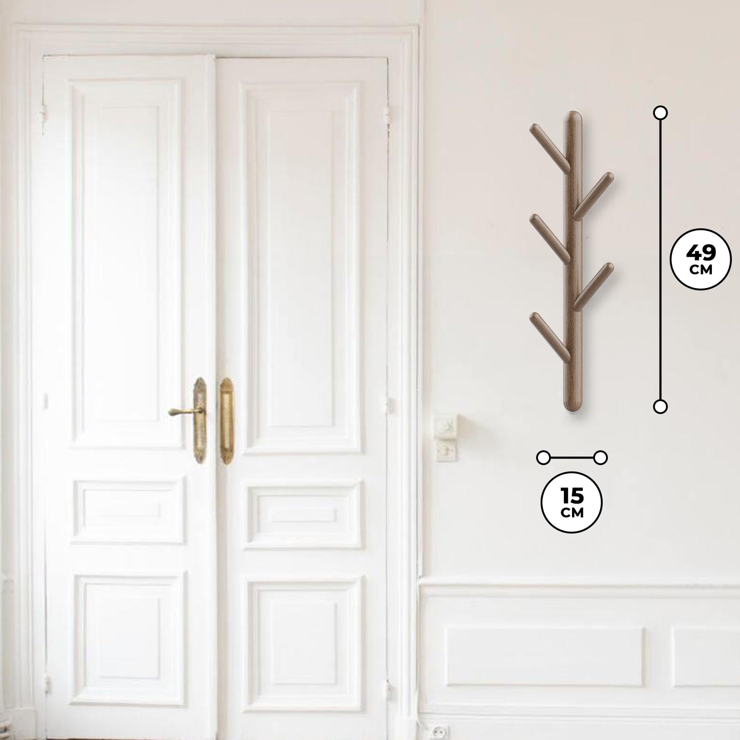 Bayt Wandkapstok - 5 Haken - Bruin