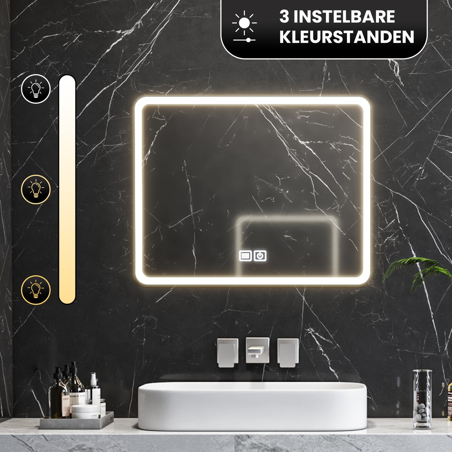 Bayt Badkamerspiegel met LED - 58x46 cm - 3 Lichtstanden