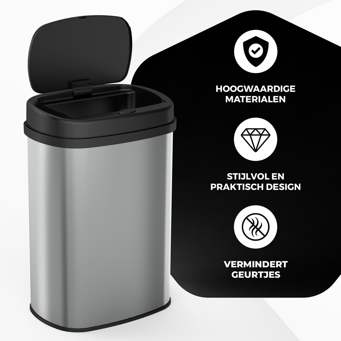 Bayt Prullenbak – 60L – Touch bin – Zilver - Baytliving