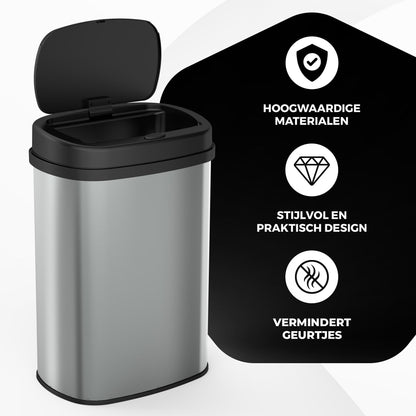 Bayt Prullenbak – 60L – Touch bin – Zilver - Baytliving