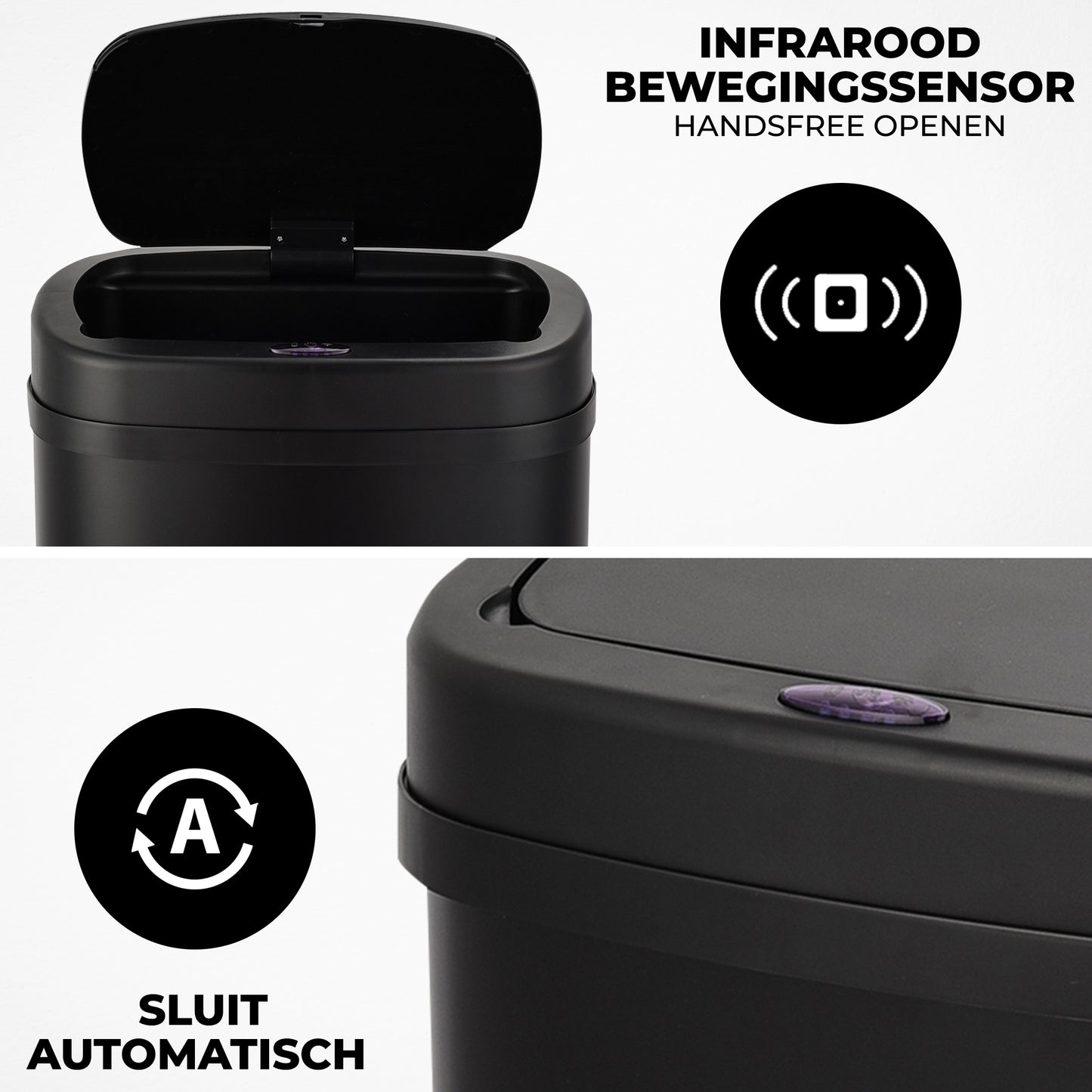 Bayt Prullenbak 60 liter - Sensor Prullenbak - Zwart - Outlet