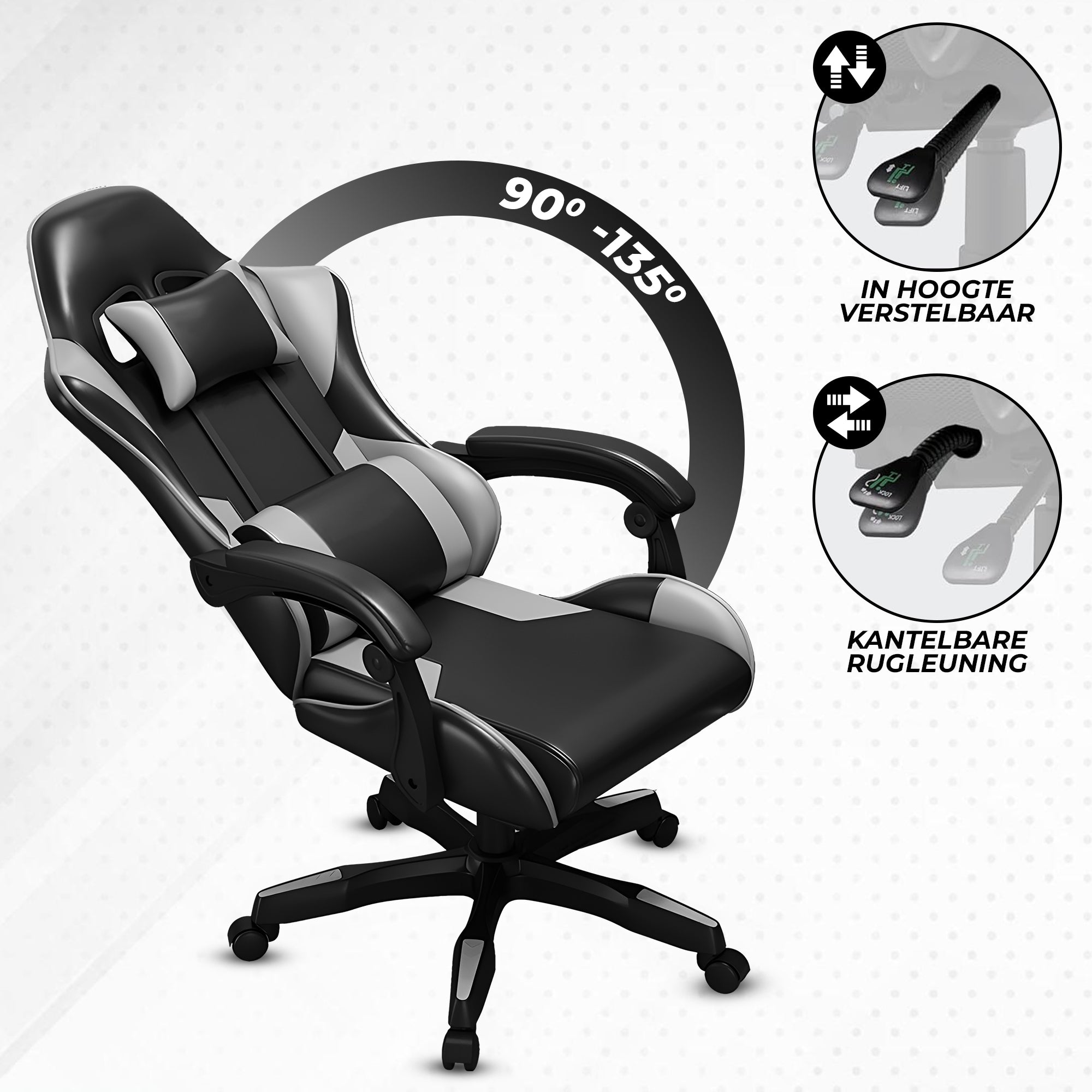 Bayt Gaming Stoel – Grijs/Zwart - Baytliving