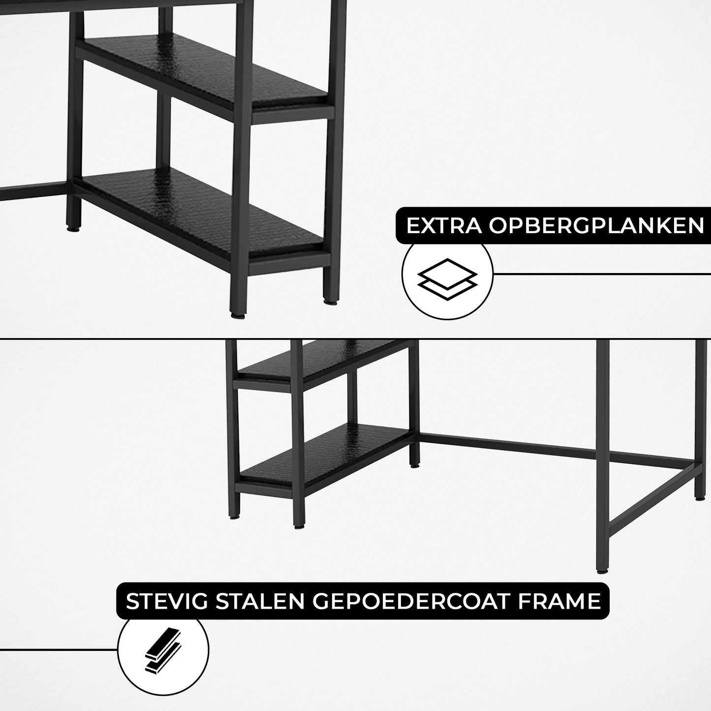 Bayt Bureau met Plankjes - 110x50x75 cm - Zwart