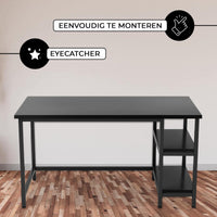 Bayt Bureau met Plankjes - 110x50x75 cm - Zwart - Baytliving