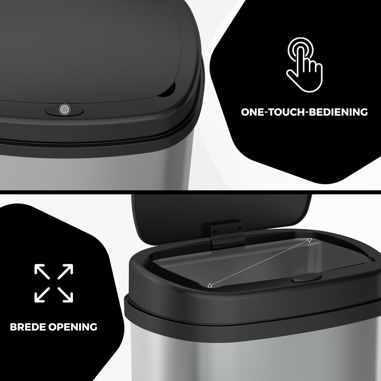 Bayt Prullenbak – 60L – Touch bin – Zilver - Baytliving