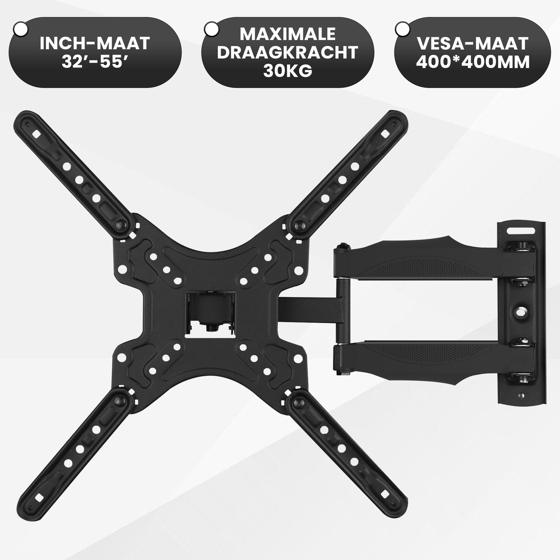 Bayt TV Beugel - TV Muurbeugel - Draaibaar - Kantelbaar - 32 Inch tot 55 inch - Tot 30 kg - Zwart - Baytliving