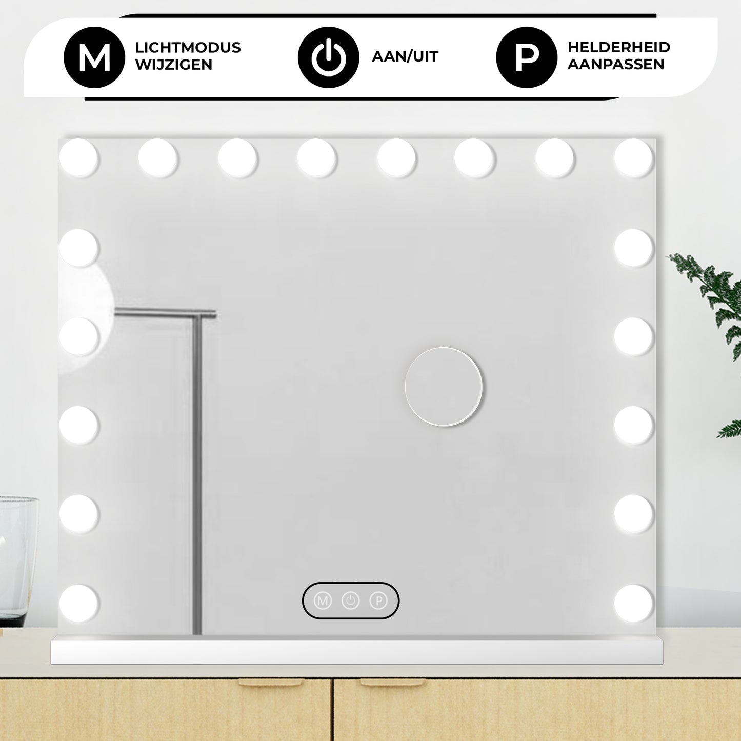 Hollywood Spiegel met verlichting - 80x60 - 5x Vergroting