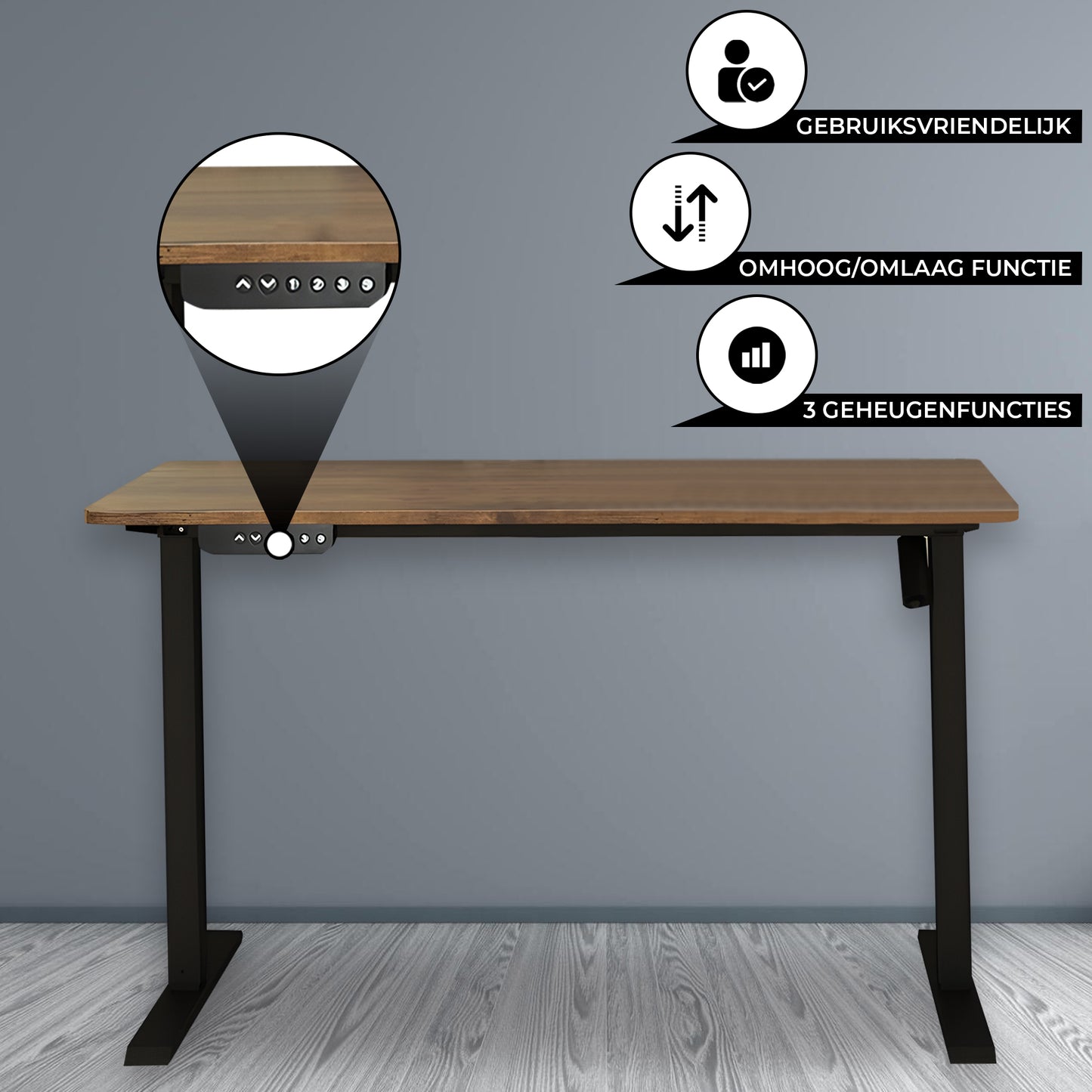 Bayt Zit Sta Bureau - Elektrisch verstelbaar - 120x60cm - Bruin - Baytliving