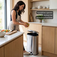 Prullenbak 50 Liter met Pedaalbediening - Chrome - Baytliving